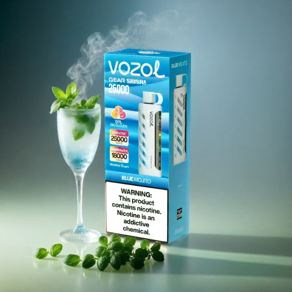 VOZOL Gear Shisha 25000 Puffs Italia Ingrosso – Blue Mojito, 30 Gusti Deliziosi, Dual Mesh, Batteria 1000mAh, Nicotina 3mg/5mg, Tech S.i.L.C