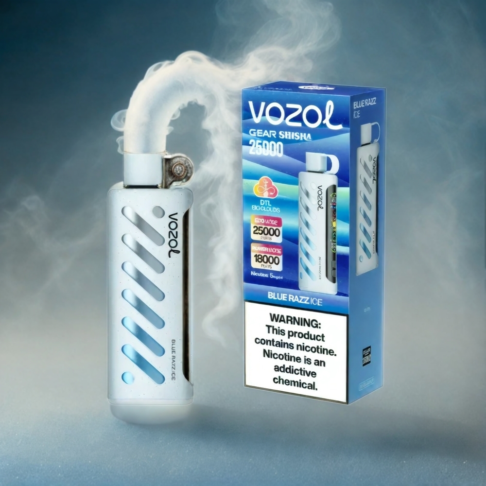VOZOL Gear Shisha 25000 Puffs Italia Ingrosso - Blue Razz Ice, Dual Mesh, S.i.L.C Tech, 1000mAh, 30 Gusti Deliziosi, 3mg/5mg Nicotina