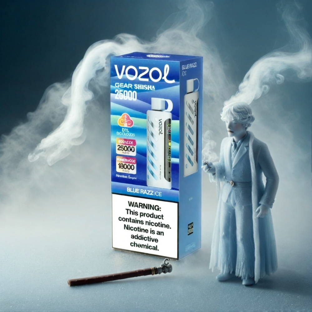 VOZOL Gear Shisha 25000 Puffs Italia Ingrosso - Blue Razz Ice, Dual Mesh, S.i.L.C Tech, 1000mAh, 30 Gusti Deliziosi, 3mg/5mg Nicotina