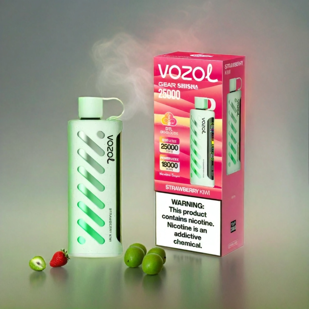 VOZOL Gear Shisha 25000 Puffs Italia Ingrosso - Fragola Kiwi, 30 Gusti Deliziosi, S.i.L.C Tech, Dual Mesh, 1000mAh, 3mg/5mg Nicotina