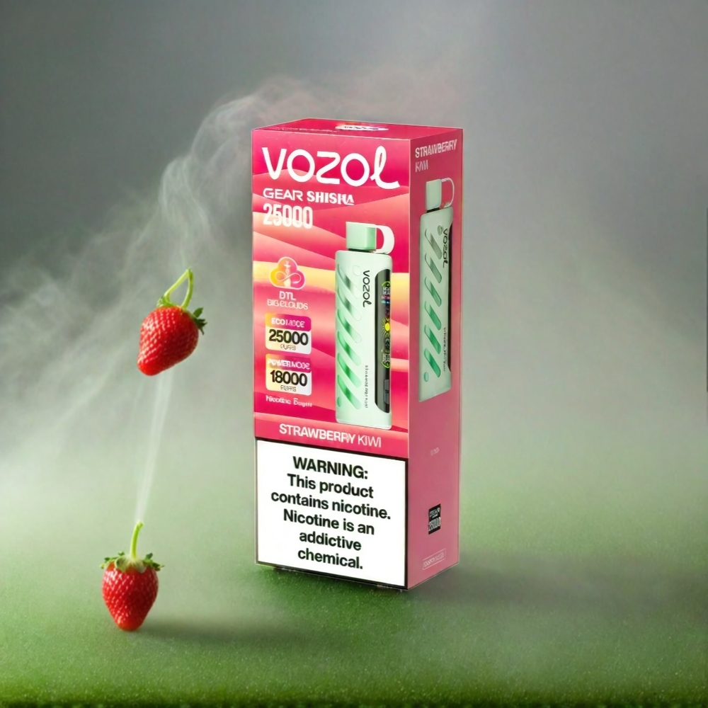 VOZOL Gear Shisha 25000 Puffs Italia Ingrosso - Fragola Kiwi, 30 Gusti Deliziosi, S.i.L.C Tech, Dual Mesh, 1000mAh, 3mg/5mg Nicotina