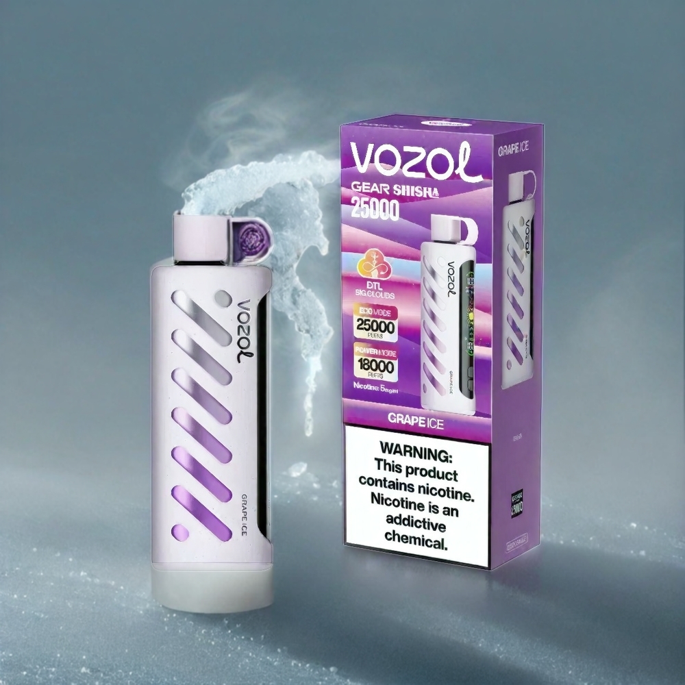 VOZOL Gear Shisha 25000 Puffs Italia Ingrosso - Ghiaccio d'Uva, 30 Gusti Deliziosi, S.i.L.C Tech, Doppia Mesh, Batteria 1000mAh