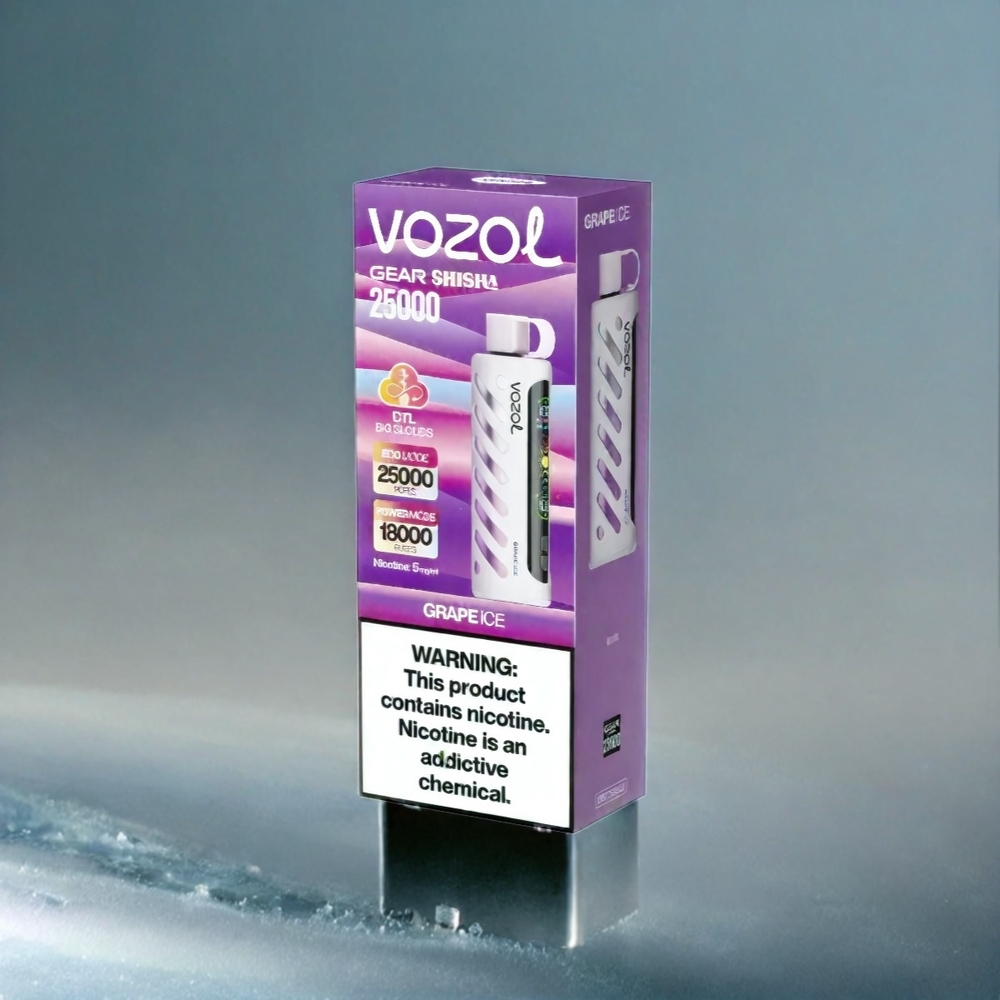 VOZOL Gear Shisha 25000 Puffs Italia Ingrosso - Ghiaccio d'Uva, 30 Gusti Deliziosi, S.i.L.C Tech, Doppia Mesh, Batteria 1000mAh