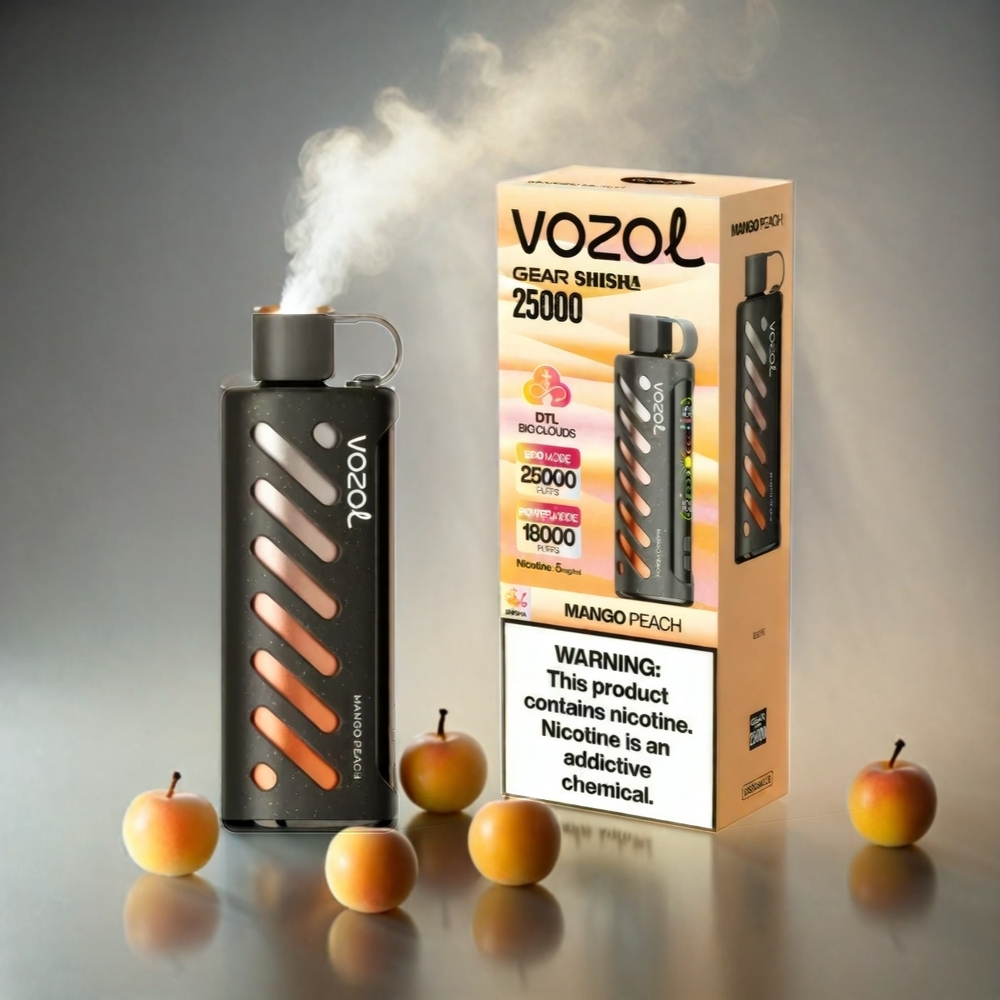 VOZOL Gear Shisha 25000 Puffs Italia Ingrosso - Mango Pesca, 30 Gusti Deliziosi, S.i.L.C Tech, Dual Mesh, 1000mAh, 3mg/5mg