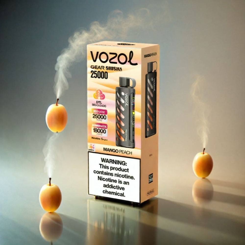VOZOL Gear Shisha 25000 Puffs Italia Ingrosso - Mango Pesca, 30 Gusti Deliziosi, S.i.L.C Tech, Dual Mesh, 1000mAh, 3mg/5mg