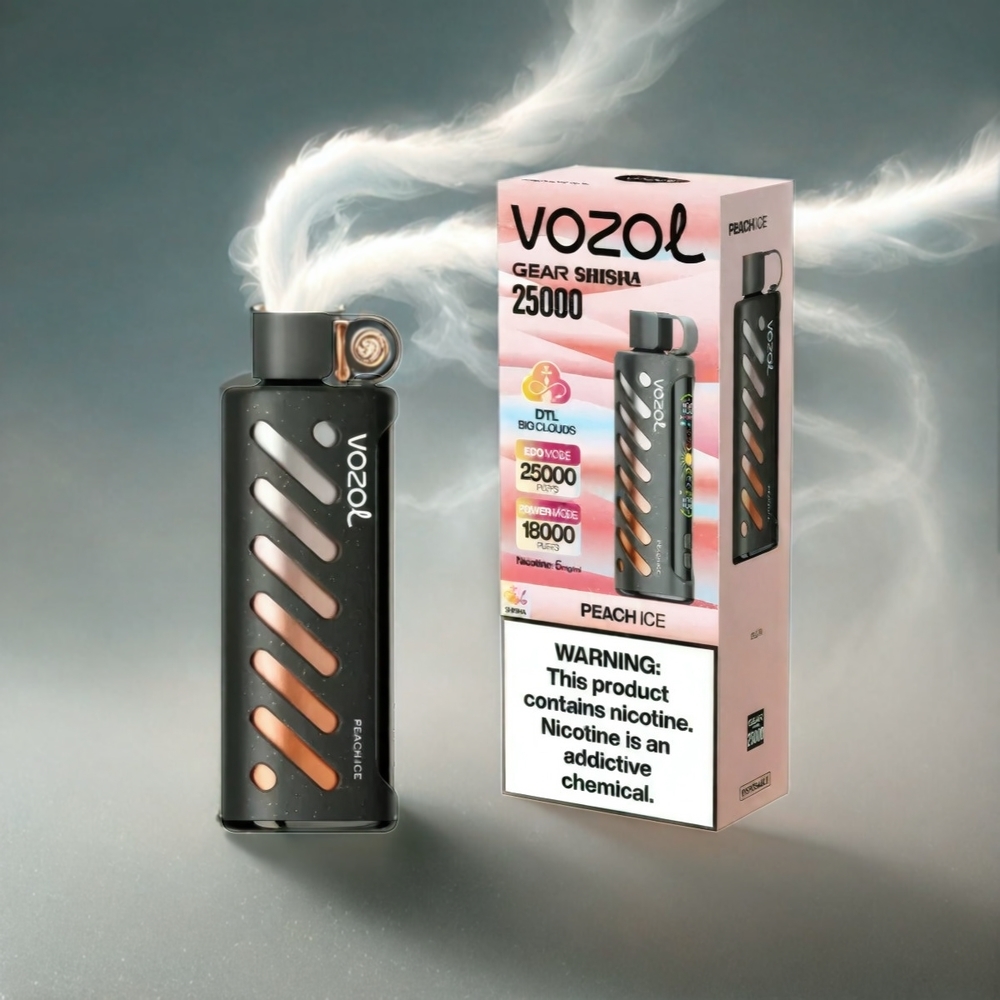 VOZOL Gear Shisha 25000 Puffs Italia Ingrosso - Pesca Ghiacciato, 30 Gusti Deliziosi, Batteria 1000mAh, Nicotina 3mg/ml & 5mg/ml, Tecnologia S.i.L.C, Doppia Mesh Dual Modes