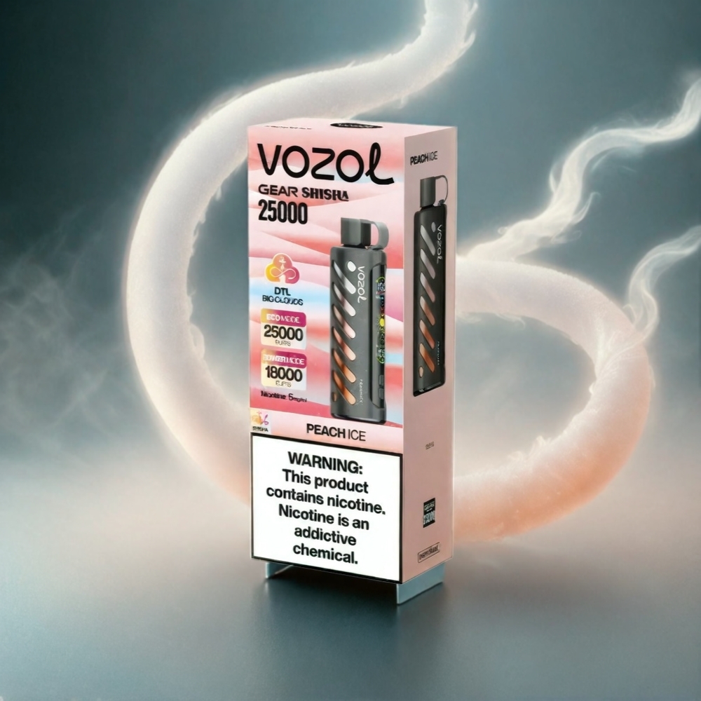 VOZOL Gear Shisha 25000 Puffs Italia Ingrosso - Pesca Ghiacciato, 30 Gusti Deliziosi, Batteria 1000mAh, Nicotina 3mg/ml & 5mg/ml, Tecnologia S.i.L.C, Doppia Mesh Dual Modes