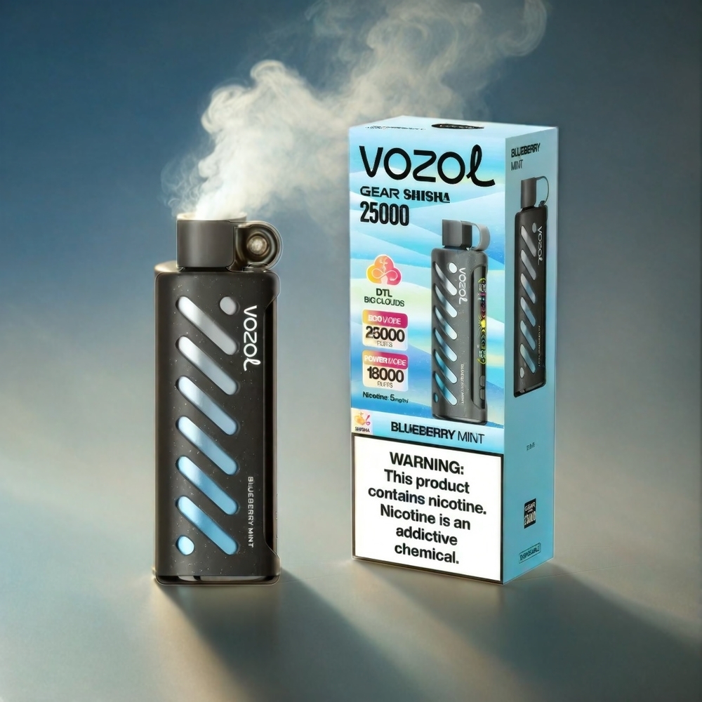 VOZOL Gear Shisha Italia Ingrosso 25000 Puffs - Mirtillo Blu e Menta, 30 Gusti Deliziosi, Batteria 1000mAh, S.i.L.C Tech, Dual Mesh