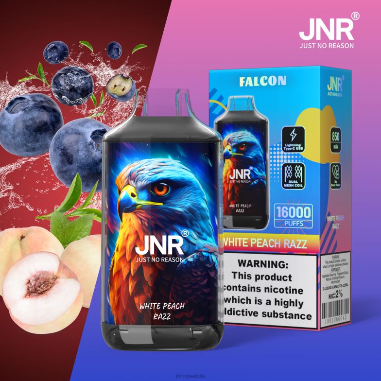 JNR Vape Review - jnr falco Razz di pesca bianca senza frutti 4H28D232