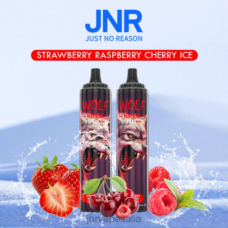 JNR Vape Nicotine - jnr lupo niplo gelato alla fragola, lampone e ciliegia 4H28D356