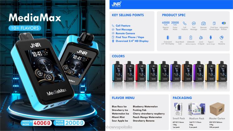 JNR Vape Flavours - JNR MediaMax Soffio da 40k ghiaccio alla mela acida PD8B620