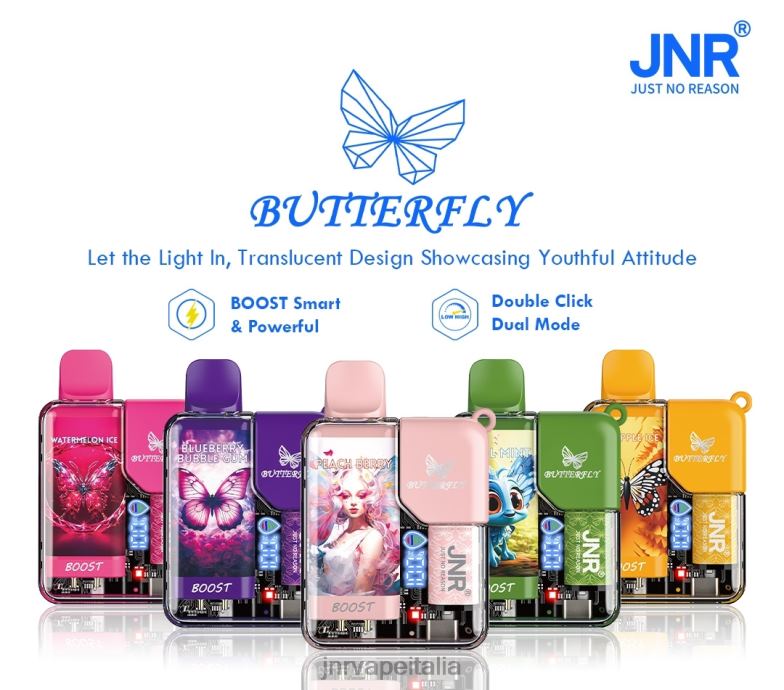 JNR Vape Nicotine - jr farfalla bacca di pesca 4H28D66